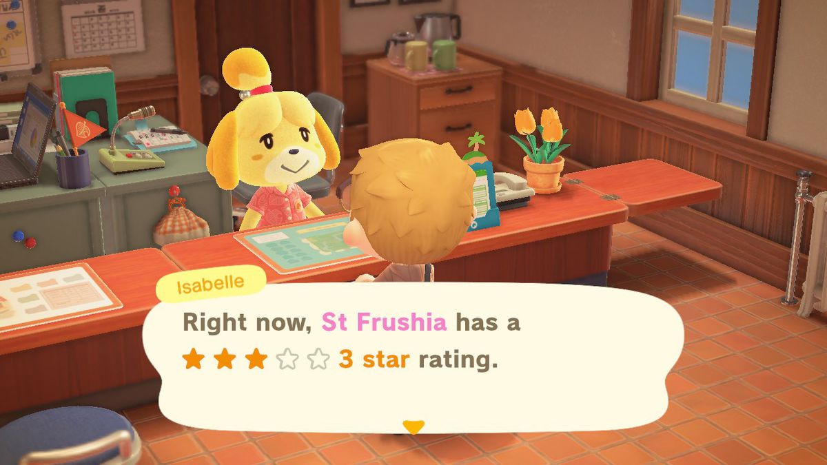Getting the town rating from Isabelle in Animal Crossing New Horizons