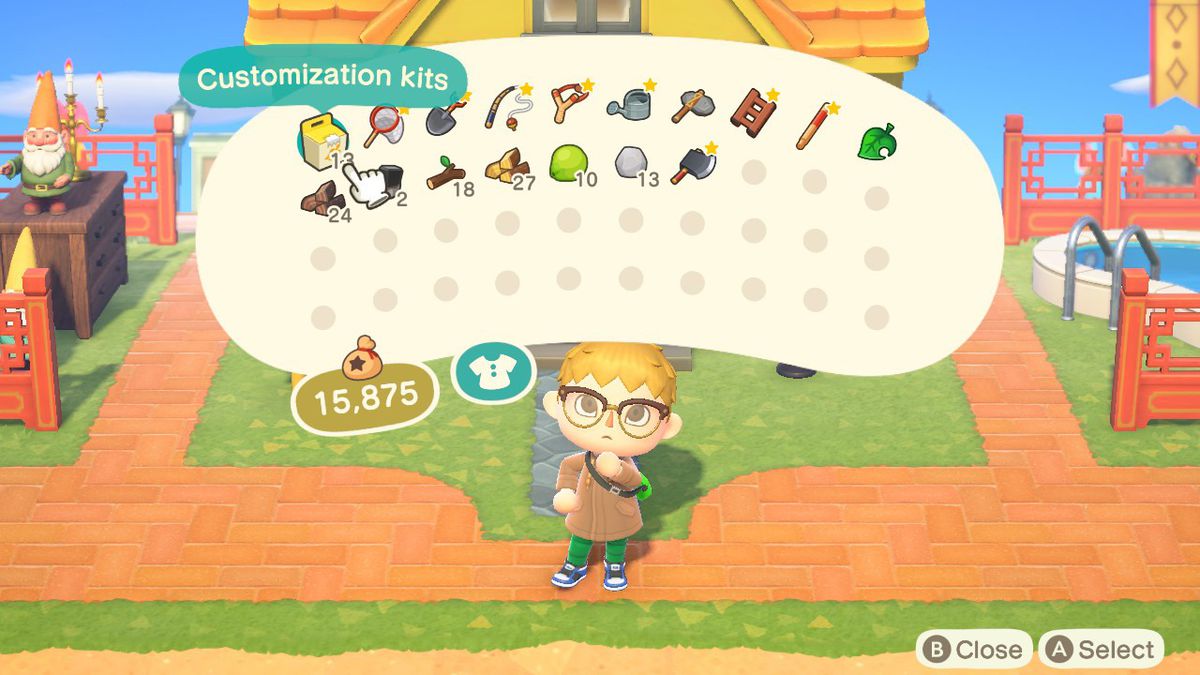 Showing off the biggest inventory in Animal Crossing New Horizons