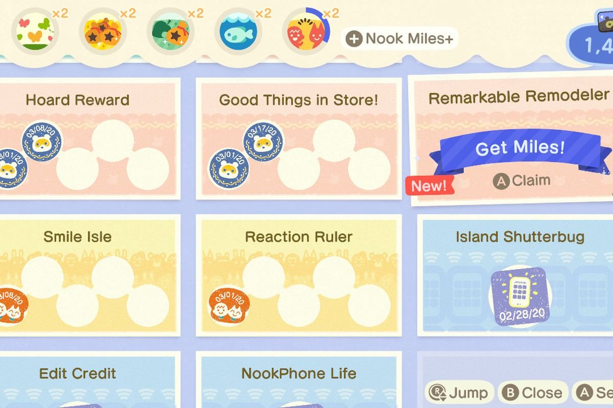 Animal Crossing Lista de premios de New Horizons Nook Mileage MAXI GAME