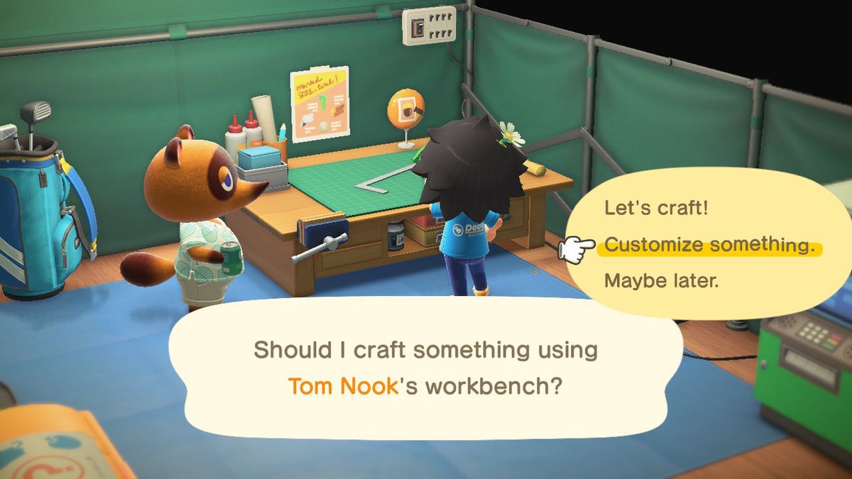 A villager choosing to customize something in Animal Crossing: New Horizons