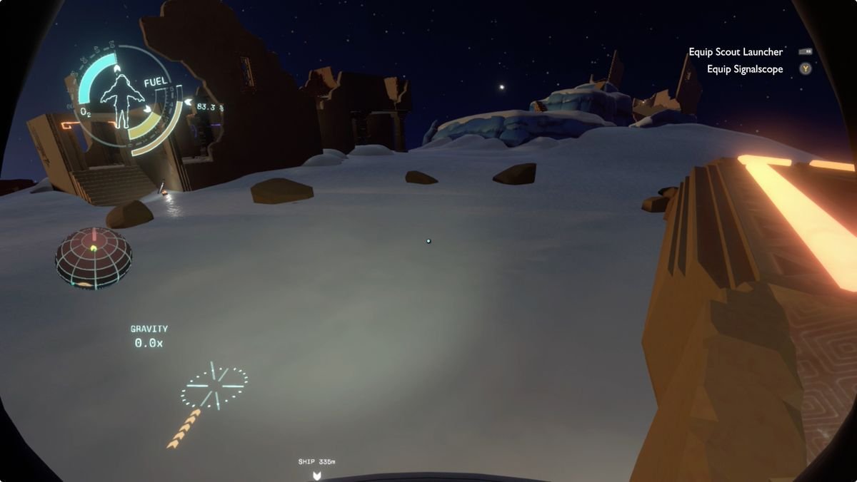Outer Wilds Brittle Hollow Northern Glacier ruins