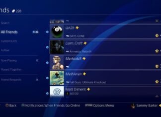 La lista de amigos de PS4 muestra la consola en la que estás jugando
